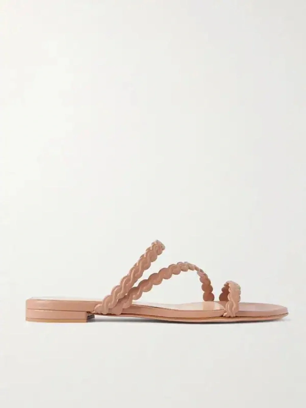 Gianvito Rossi Nude Pink Braided-Strap Flat Sandals